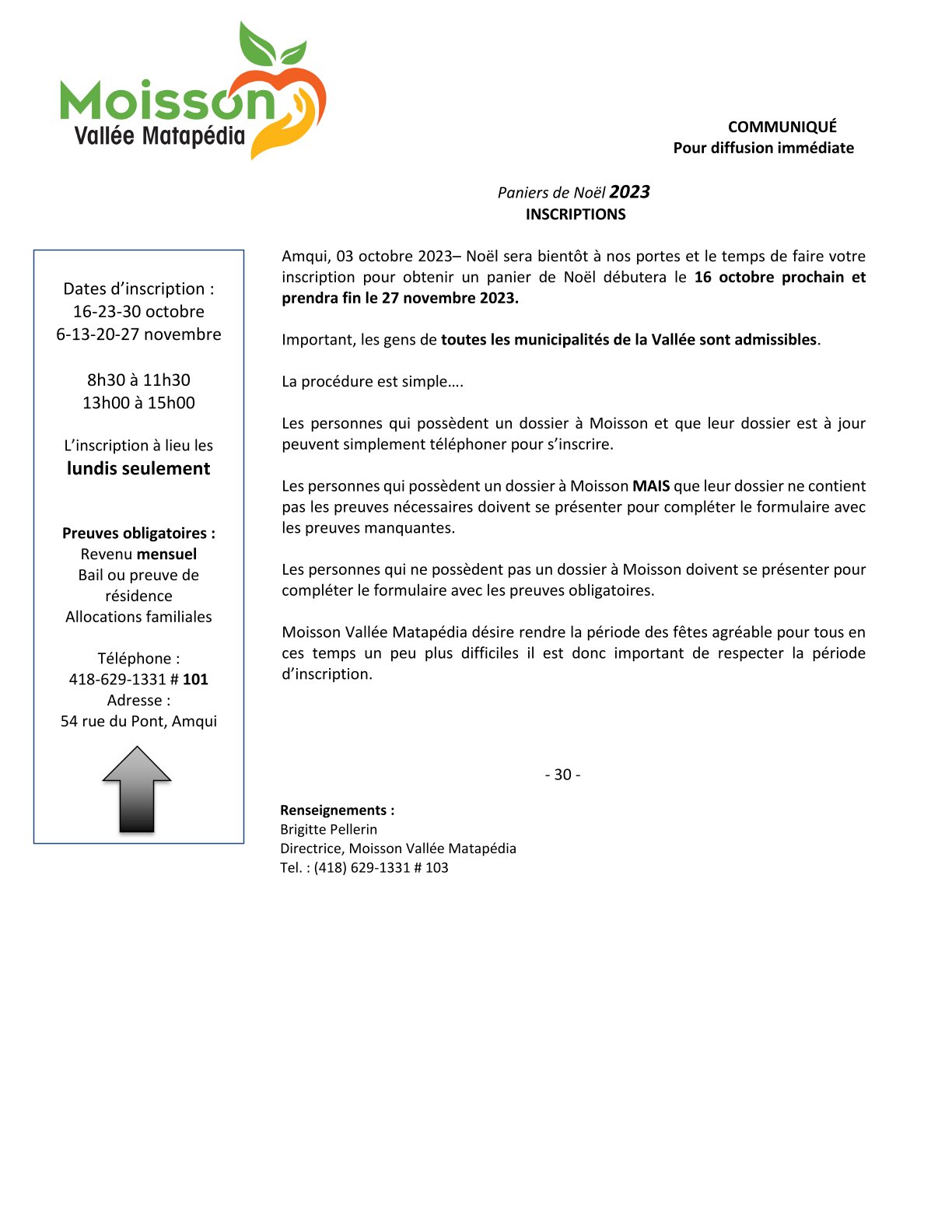 Pour les paniers de Noël 2023